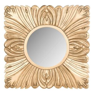 SAFAVIEH 14" Round Acanthus Traditional Waves Mirror, Gold