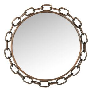 SAFAVIEH 22" Round Atlantis Chain Link Mirror, Antique Copper