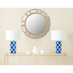 SAFAVIEH 24" Round Deco Sunburst Mirror, Antique Gold