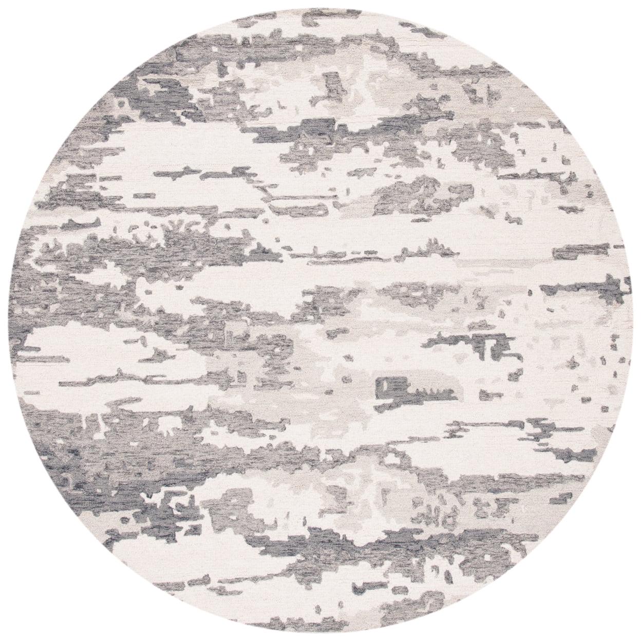 SAFAVIEH Abstract Seachlann Abstract Wool Runner Rug, Charcoal/Ivory, 2'3" x 8' - Image 5