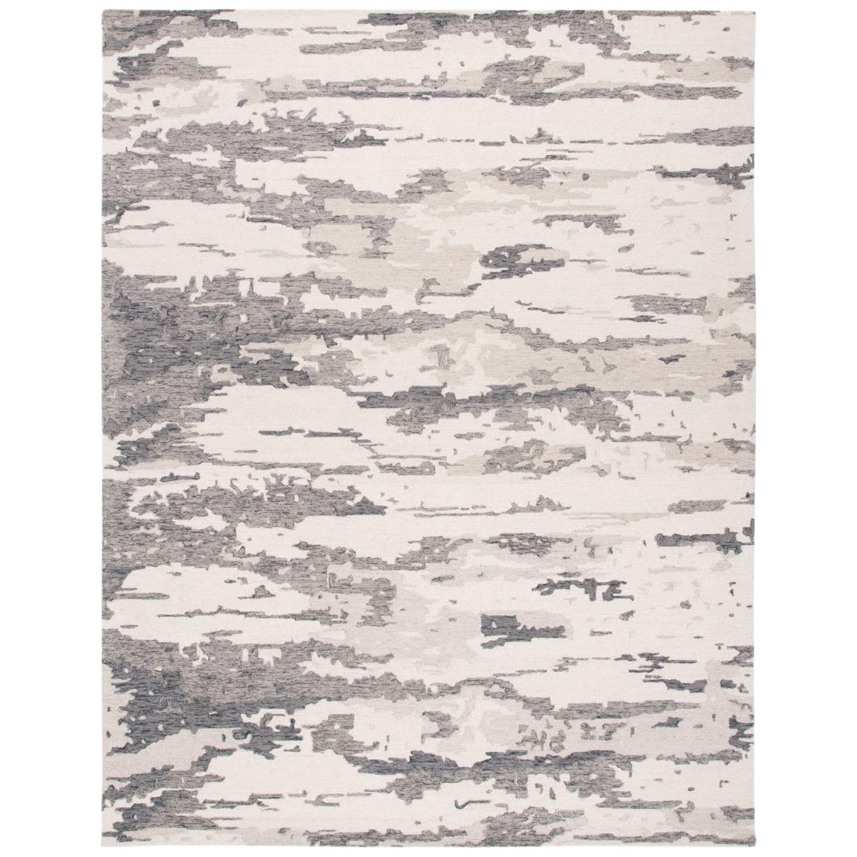 SAFAVIEH Abstract Seachlann Abstract Wool Runner Rug, Charcoal/Ivory, 2'3" x 8' - Image 4
