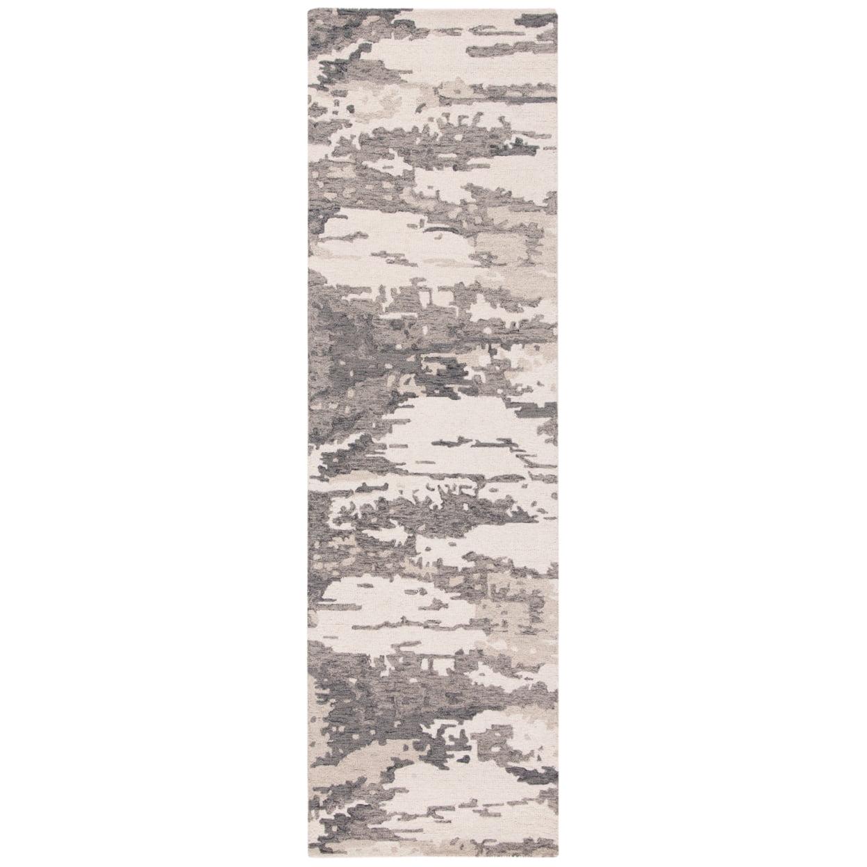SAFAVIEH Abstract Seachlann Abstract Wool Runner Rug, Charcoal/Ivory, 2'3" x 8' - Image 2