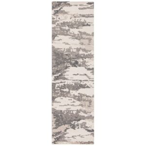 SAFAVIEH Abstract Seachlann Abstract Wool Runner Rug, Charcoal/Ivory, 2'3" x 8'