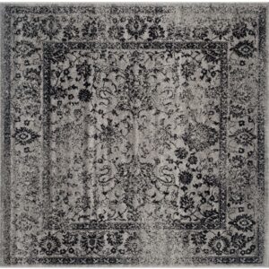 SAFAVIEH Adirondack Wyatt Traditional Distressed Area Rug, Grey/Black, 12' x 12' Square