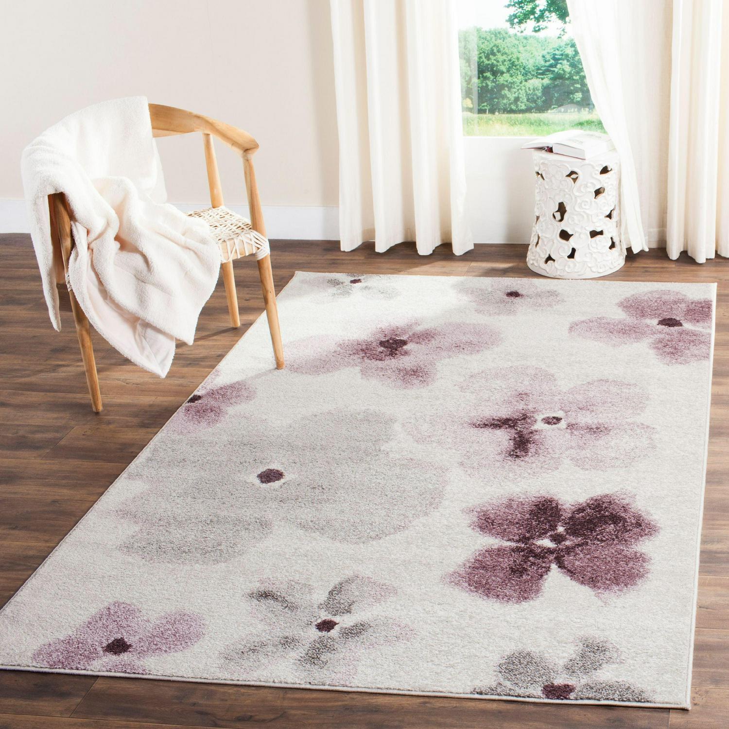 SAFAVIEH Adirondack Feride Floral Area Rug, Ivory/Purple, 5'1" x 7'6"