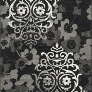 SAFAVIEH Adirondack Hortense Floral Area Rug, Black/Silver, 10' x 14'