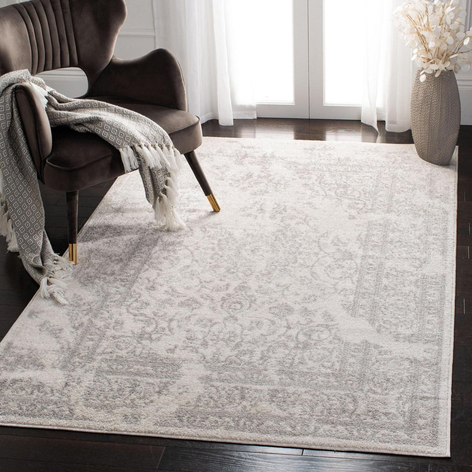 SAFAVIEH Adirondack Zoey Distressed Area Rug, Ivory/Silver, 9' x 12' - Image 3