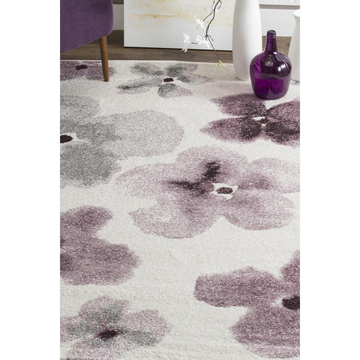 SAFAVIEH Adirondack Feride Floral Area Rug, Ivory/Purple, 5'1" x 7'6" - Image 4