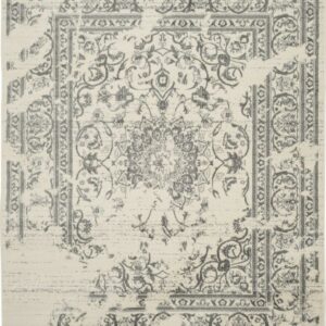 SAFAVIEH Adirondack Zoey Distressed Area Rug, Ivory/Silver, 9' x 12'