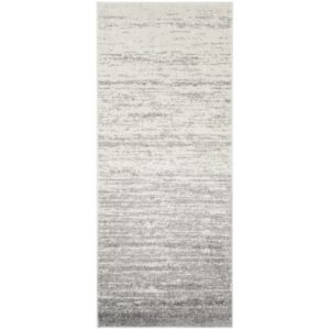 SAFAVIEH Adirondack Esmond Striped Runner Rug, Ivory/Silver, 2'6" x 12'