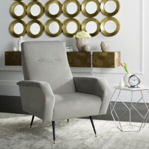 SAFAVIEH Aida Velvet Retro Mid-Century Accent Chair Grey