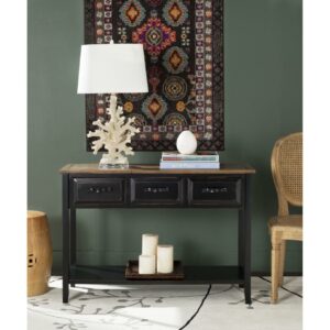 SAFAVIEH Aiden 3-Drawer Console Table Black / Oak
