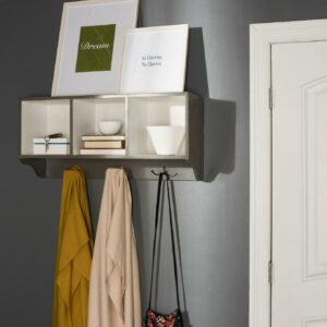 SAFAVIEH Alice Wall Shelf with Three Storage Compartments, French Grey