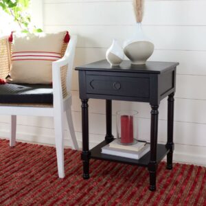 SAFAVIEH Allura Solid Rustic 1 Drawer Accent Table, Black