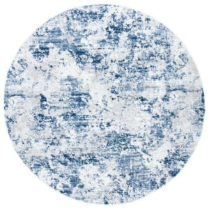 SAFAVIEH Amelia Alastar Abstract Distressed Area Rug, Navy/Gray, 6'7" x 6'7" Round