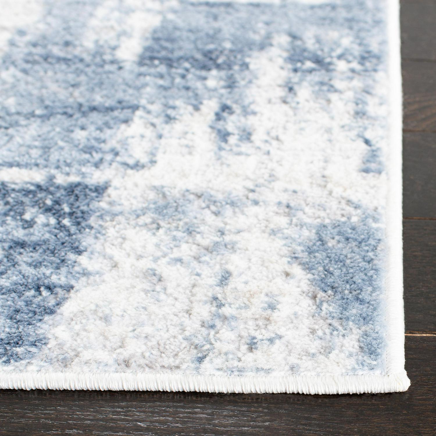 SAFAVIEH Amelia Carrie Abstract Area Rug, Ivory/Blue, 6'7" x 6'7" Square - Image 3