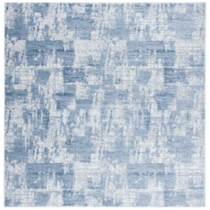 SAFAVIEH Amelia Carrie Abstract Area Rug, Ivory/Blue, 6'7" x 6'7" Square