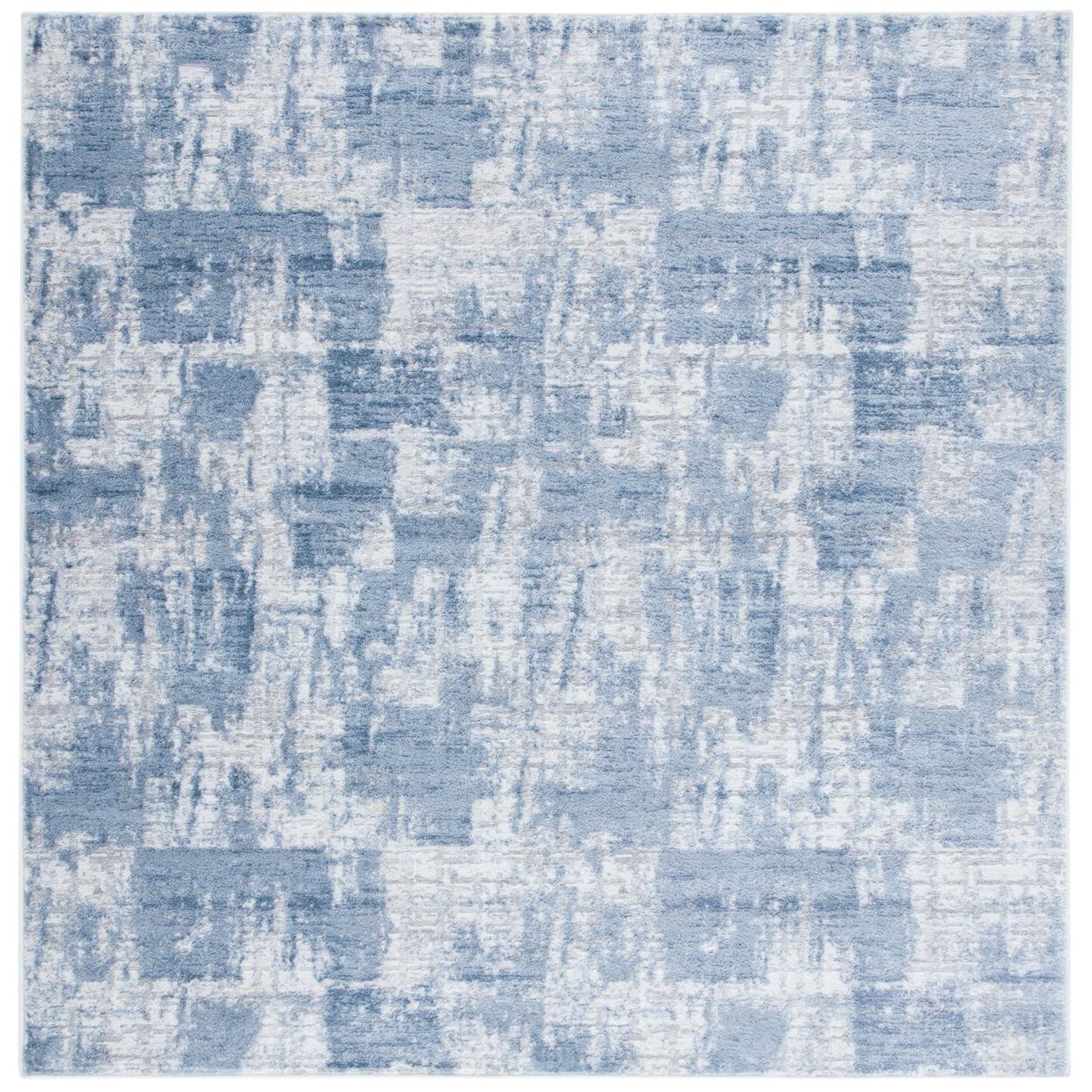 SAFAVIEH Amelia Carrie Abstract Area Rug, Ivory/Blue, 6'7" x 6'7" Square
