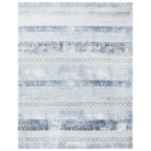 SAFAVIEH Amelia Manuel Geometric Area Rug, Gray/Light Blue, 6' x 9'