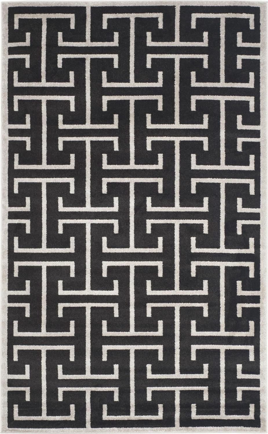 SAFAVIEH Amherst Denton Geometric Area Rug, Anthracite/Light Grey, 4' x 6' - Image 2