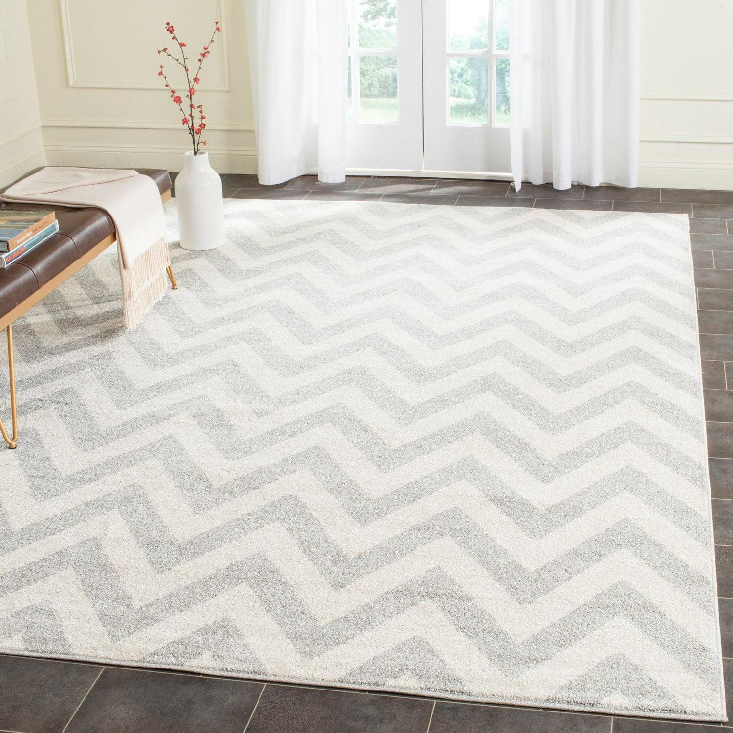 SAFAVIEH Amherst Peronal Geometric Area Rug, Light Grey/Beige, 10' x 14' - Image 10