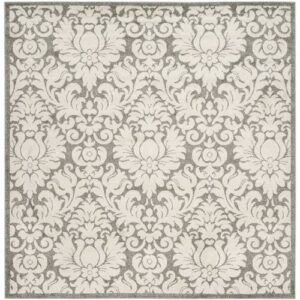 SAFAVIEH Amherst Rosabel Geometric Area Rug, Dark Grey/Beige, 7' x 7' Square