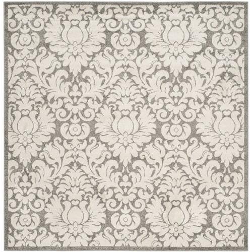 SAFAVIEH Amherst Rosabel Geometric Area Rug, Dark Grey/Beige, 7' x 7' Square