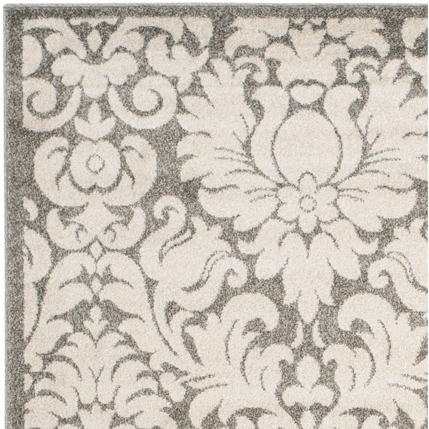 SAFAVIEH Amherst Rosabel Geometric Area Rug, Dark Grey/Beige, 7' x 7' Square - Image 4