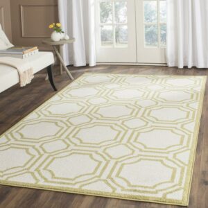 SAFAVIEH Amherst Winnie Geometric Area Rug, Ivory/Light Green, 5'3" x 8'