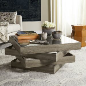 SAFAVIEH Anwen Mid-Century Geometric Wood Coffee Table, Light Grey