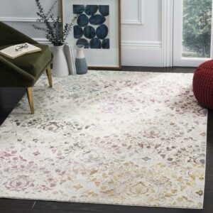 Safavieh Aria Aimee Vintage Boho Damask Rug Cream/Multi 4' x 6' 4' x 6' Indoor Living Room,Bedroom,Dining Room Rectangle