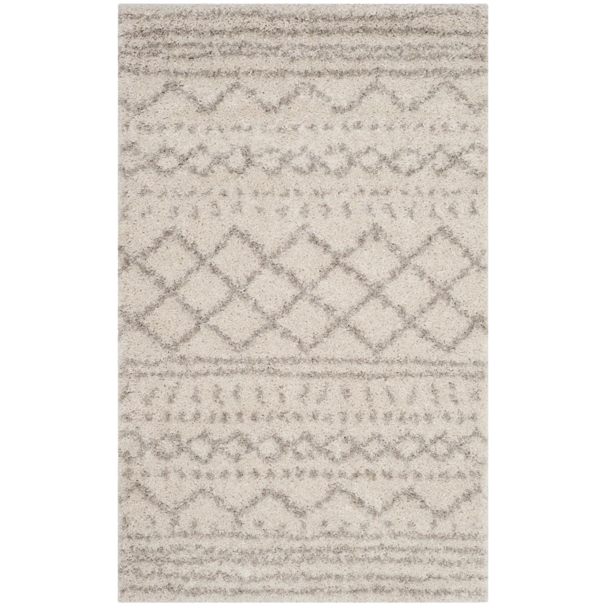 SAFAVIEH Arizona Teagan Geometric Shag Runner Rug, Ivory/Beige, 2'3" x 18' - Image 5