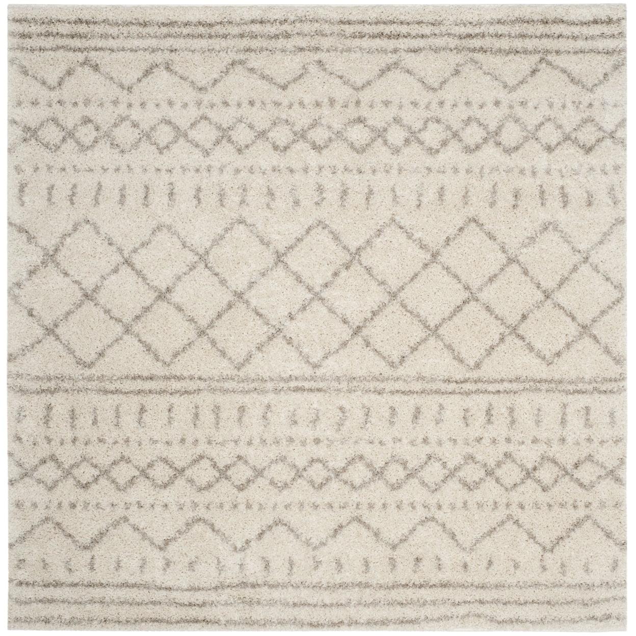 SAFAVIEH Arizona Teagan Geometric Shag Runner Rug, Ivory/Beige, 2'3" x 18' - Image 4