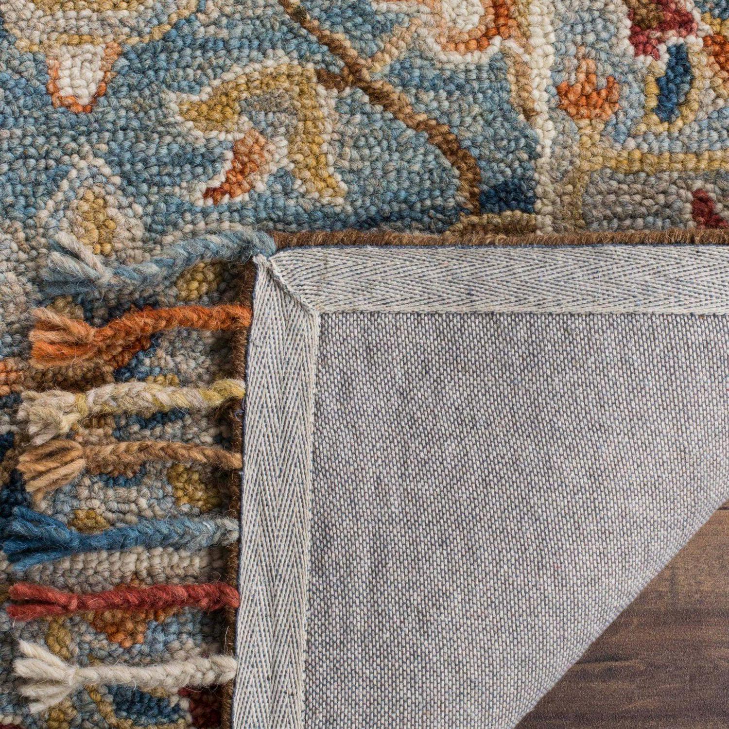 SAFAVIEH Aspen Andi Southwestern Wool Area Rug, Grey/Navy, 7' x 7' Round - Image 3