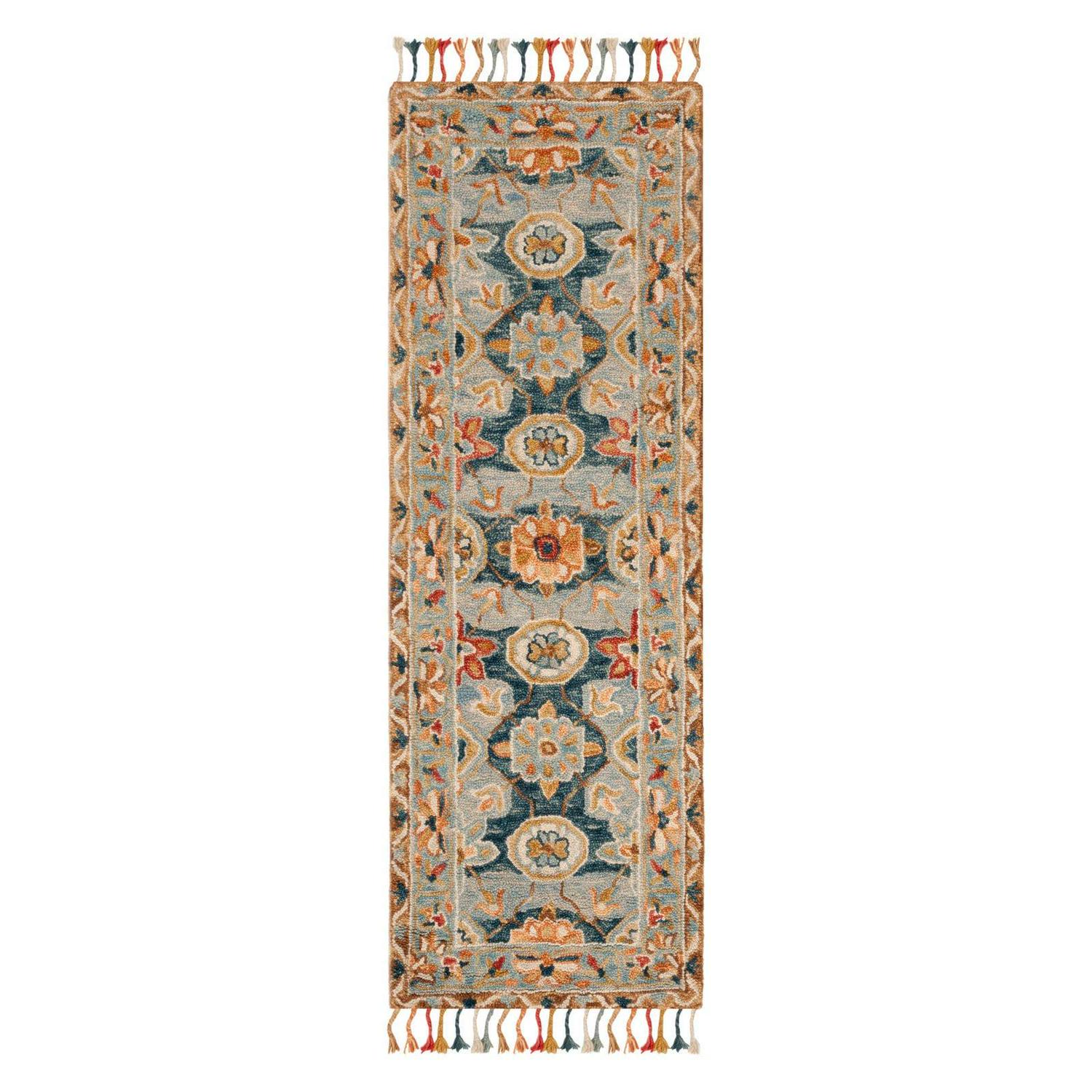 SAFAVIEH Aspen Andi Southwestern Wool Area Rug, Grey/Navy, 7' x 7' Round - Image 5