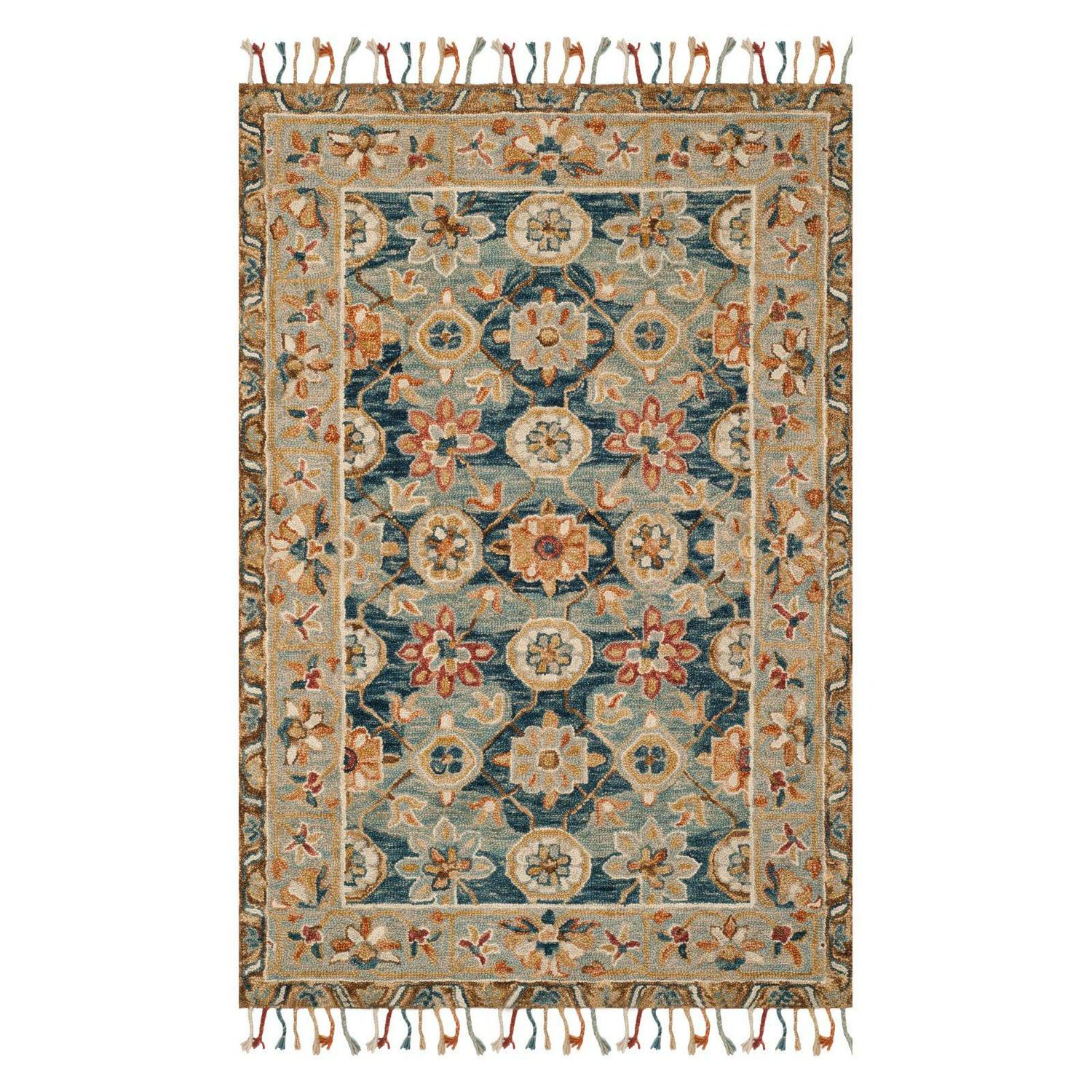 SAFAVIEH Aspen Andi Southwestern Wool Area Rug, Grey/Navy, 7' x 7' Round - Image 4