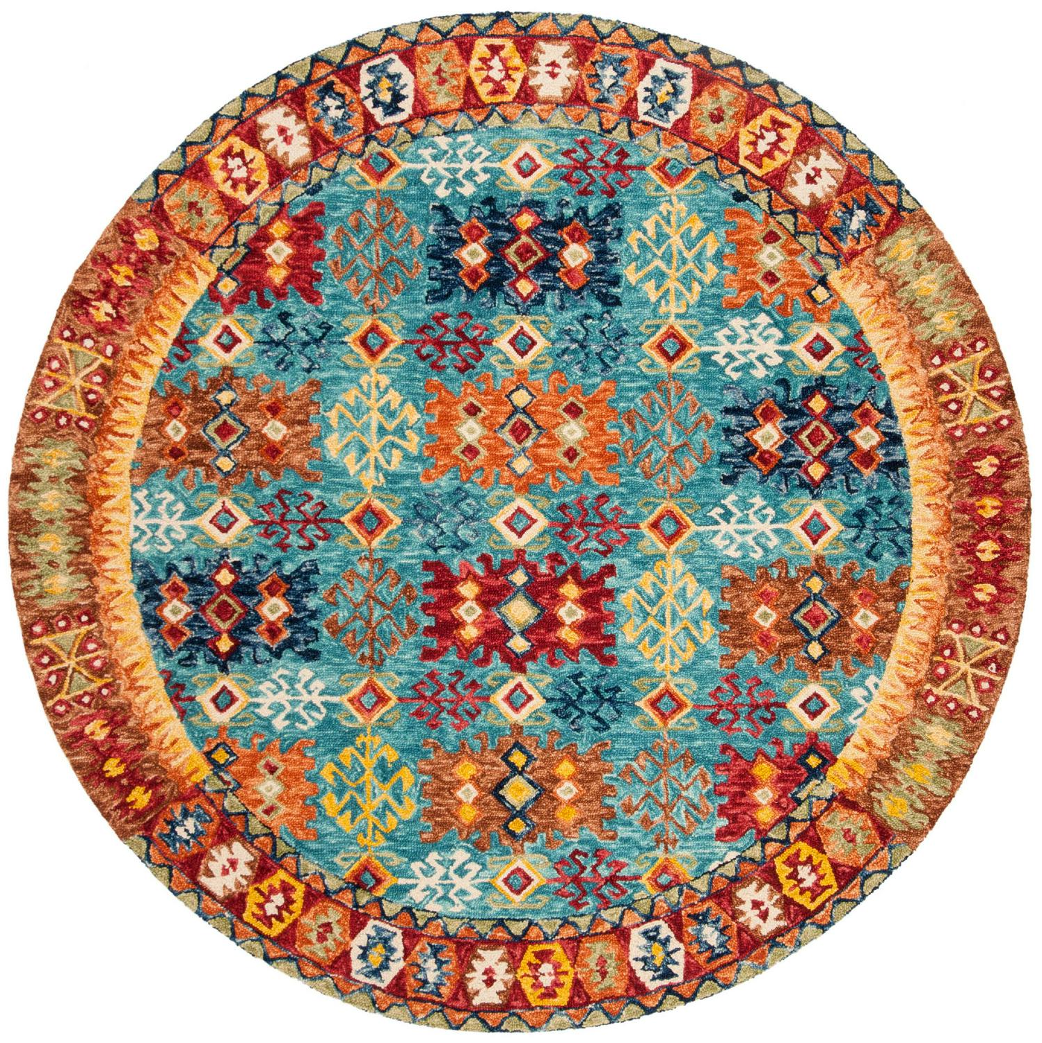 SAFAVIEH Aspen Collection APN503A Handmade Blue / Red Rug
