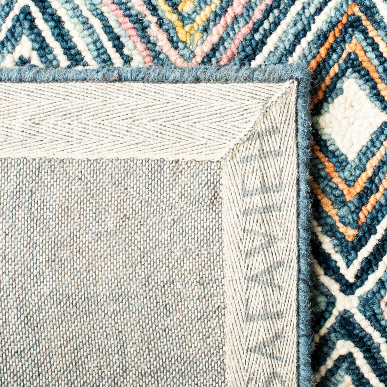 SAFAVIEH Aspen Stars Geometric Diamonds Wool Area Rug, Blue/Gold, 5' x 8' - Image 6