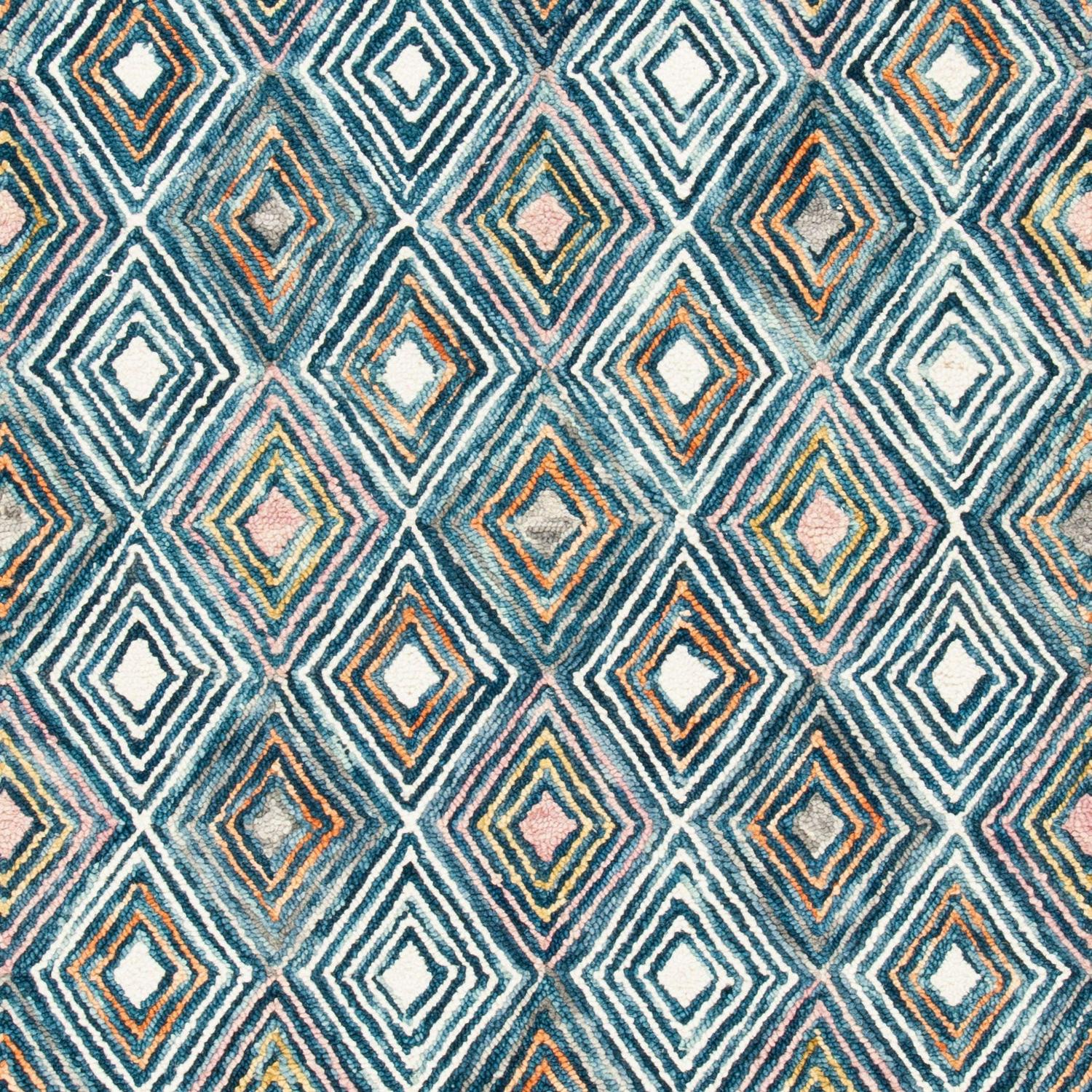 SAFAVIEH Aspen Stars Geometric Diamonds Wool Area Rug, Blue/Gold, 5' x 8' - Image 8