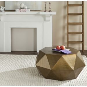 SAFAVIEH Astrid Solid Glam Faceted Octagon Coffee Table, Brass