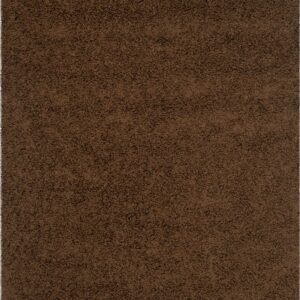 SAFAVIEH Athens Solid Plush Shag Area Rug, Brown, 5'1" x 7'6"