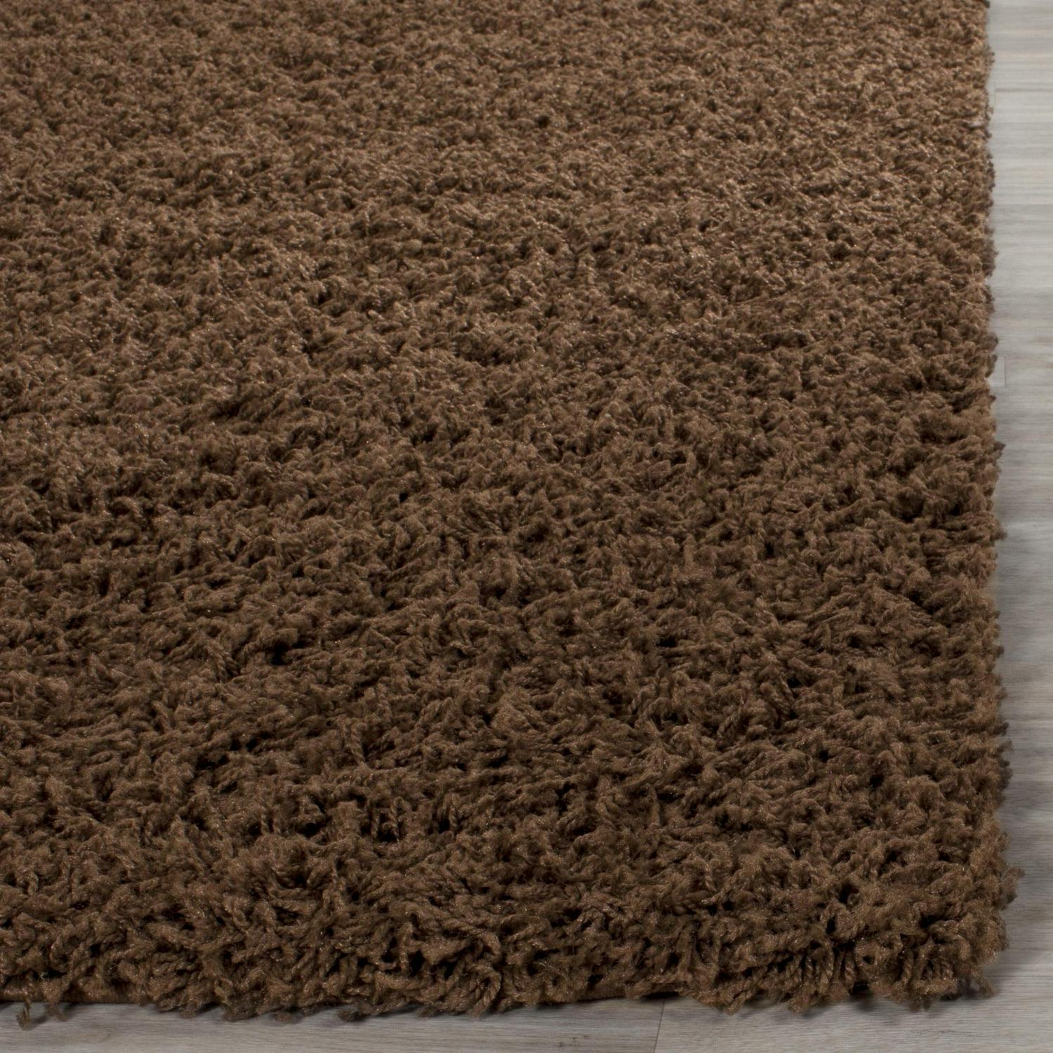 SAFAVIEH Athens Solid Plush Shag Area Rug, Brown, 5'1" x 7'6" - Image 5