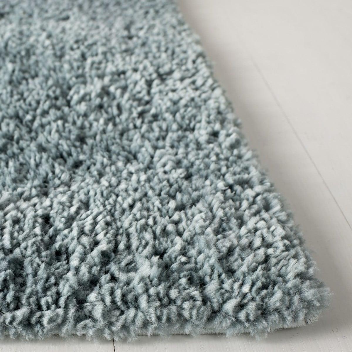 SAFAVIEH August Carlene Solid Plush Shag Area Rug, Aqua, 11' x 11' Square - Image 4