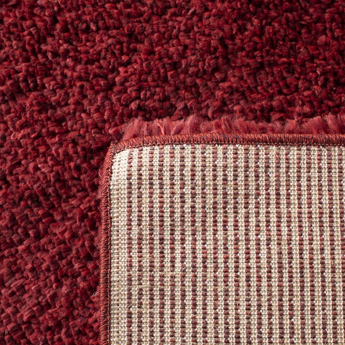 SAFAVIEH August Carlene Solid Plush Shag Area Rug, Burgundy, 5' x 5' Square - Image 7