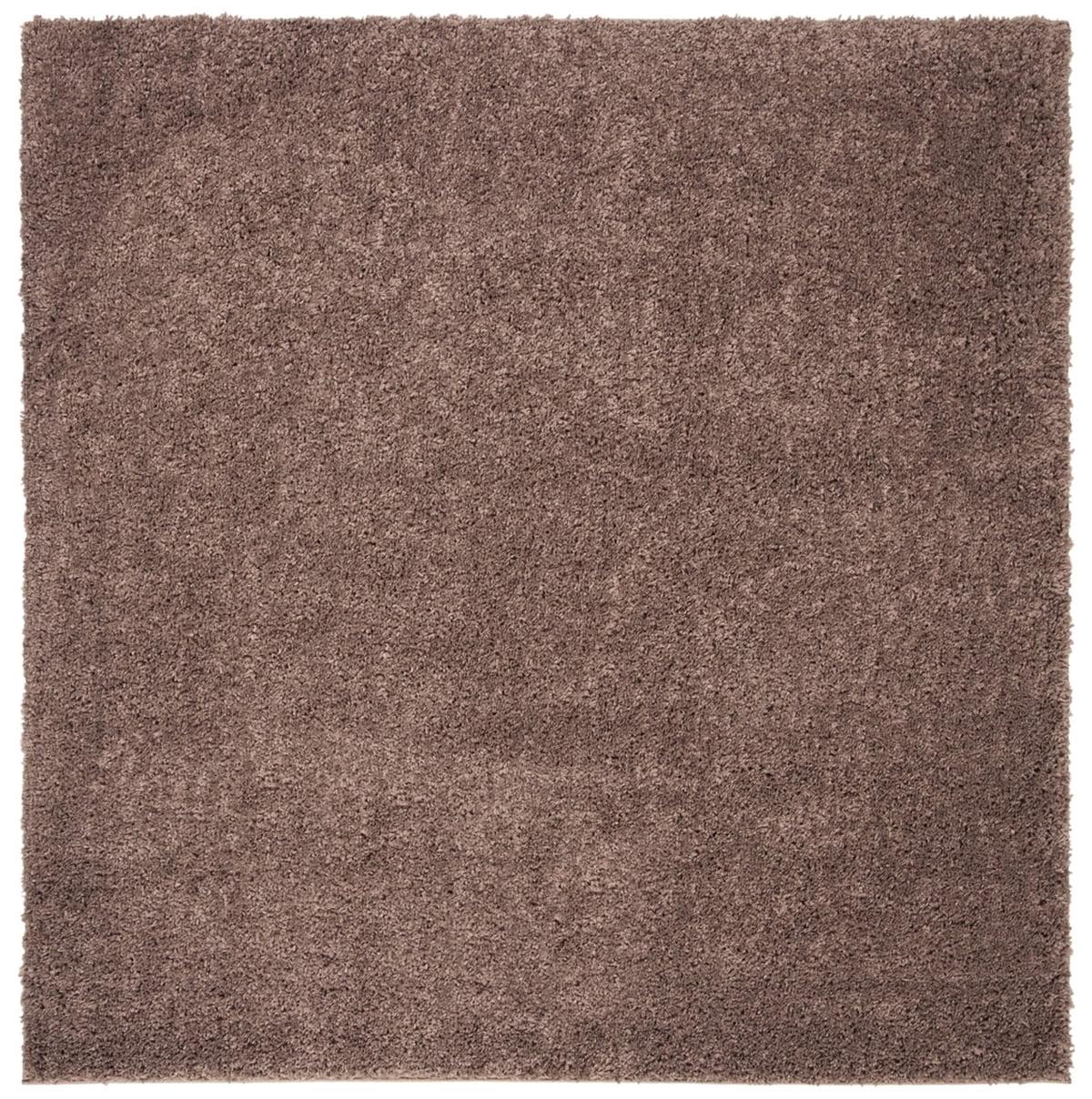 SAFAVIEH August Carlene Solid Plush Shag Area Rug, Taupe, 6'7" x 6'7" Square