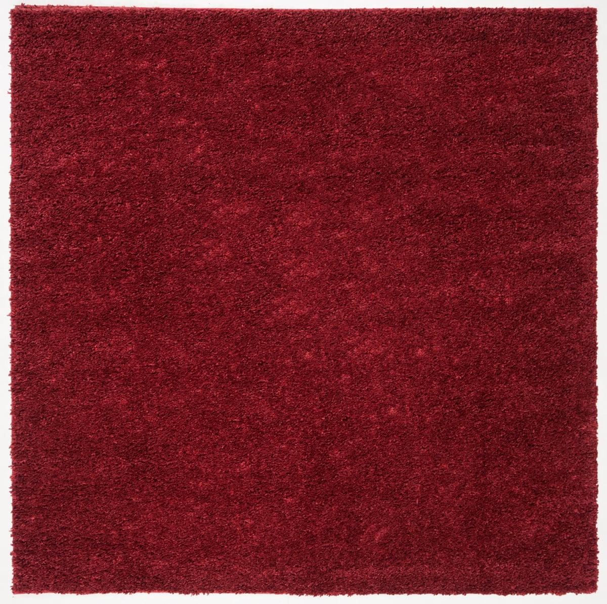 SAFAVIEH August Carlene Solid Plush Shag Area Rug, Burgundy, 5' x 5' Square