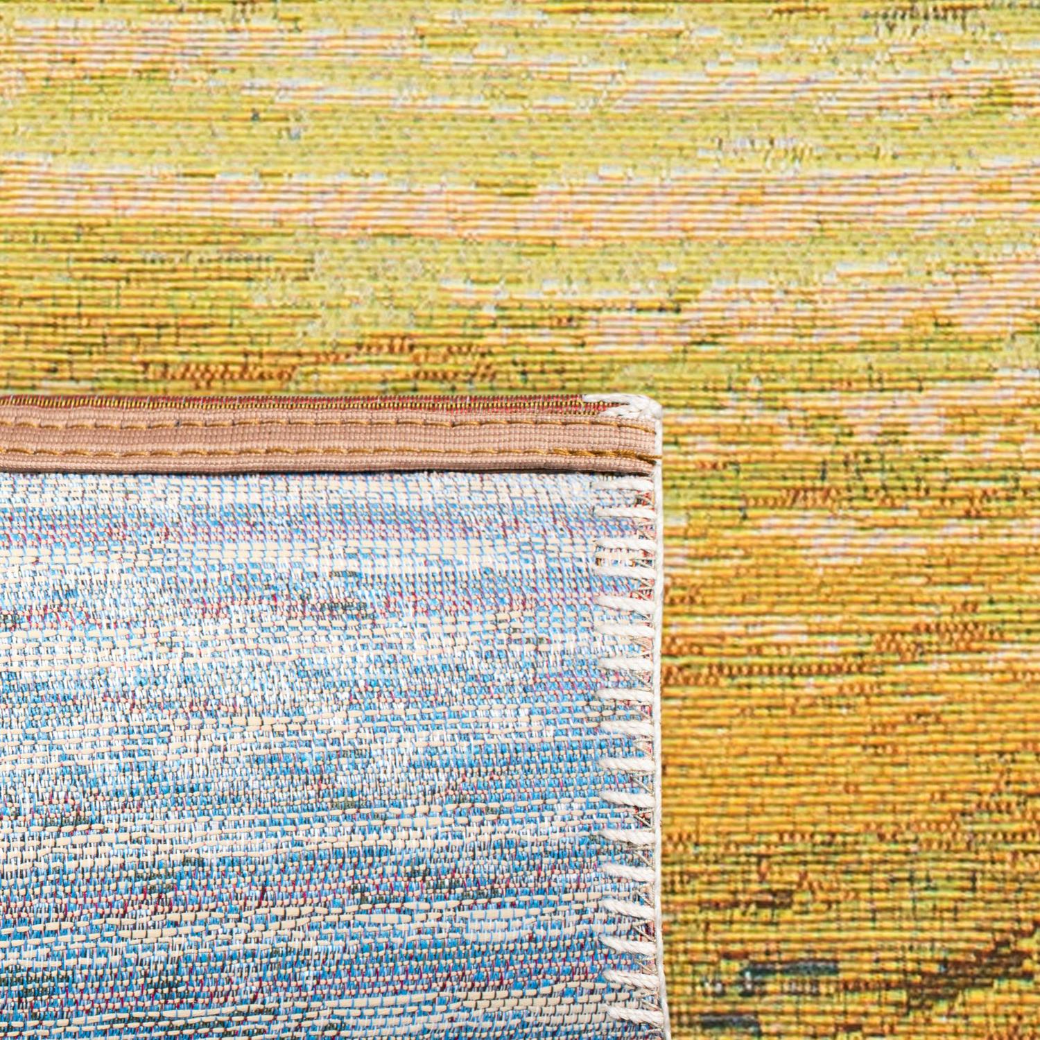 SAFAVIEH Barbados Sunset Waves Outdoor Area Rug, 5'3" x 7'6", Blue/Gold - Image 6
