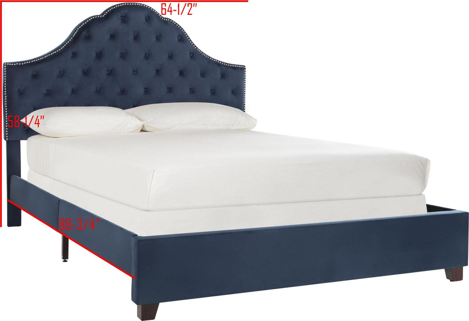 SAFAVIEH Beckham Modern Glam Tufted Headboard with Nail Heads, Queen, Navy - Image 6