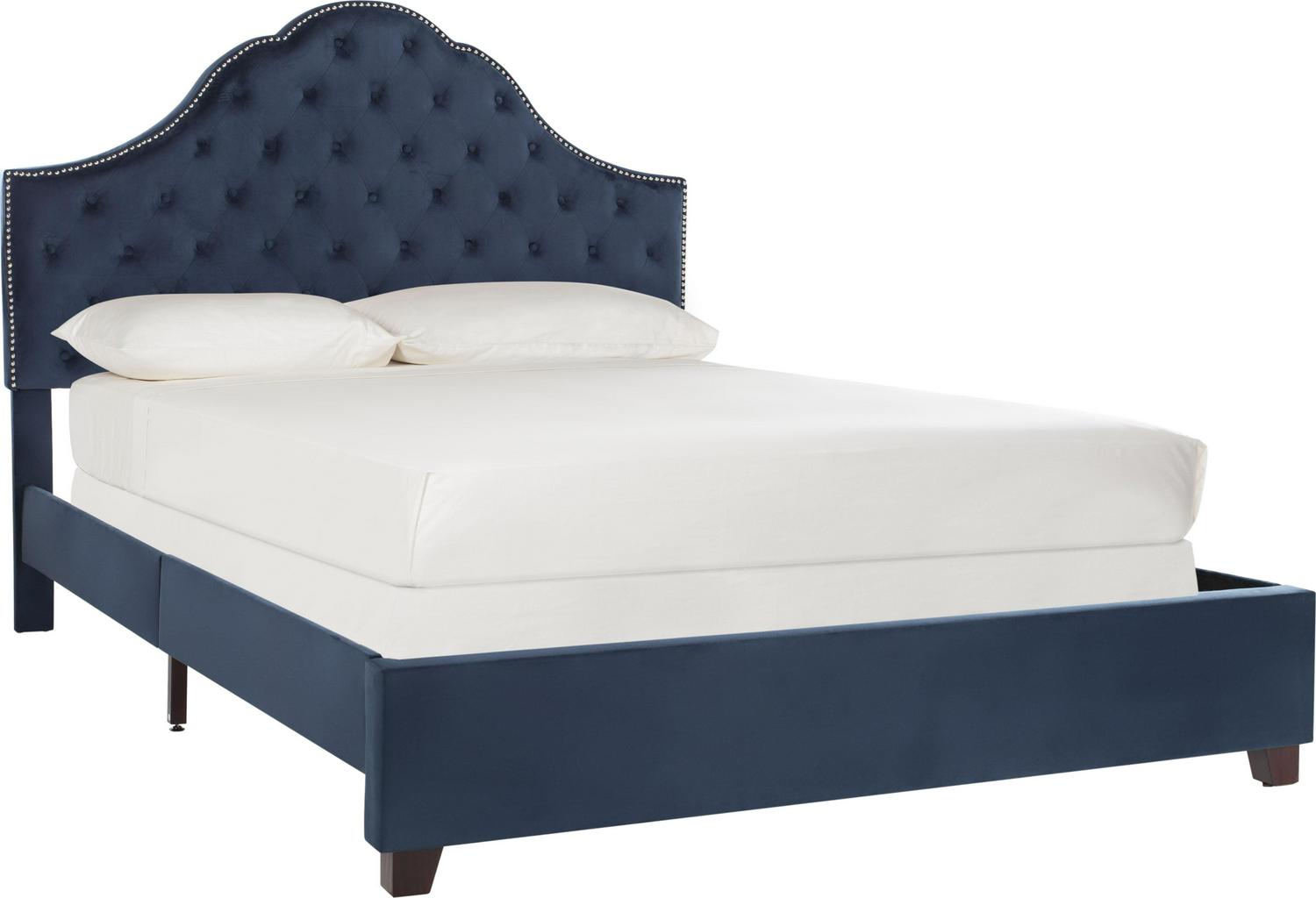 SAFAVIEH Beckham Modern Glam Tufted Headboard with Nail Heads, Queen, Navy - Image 3
