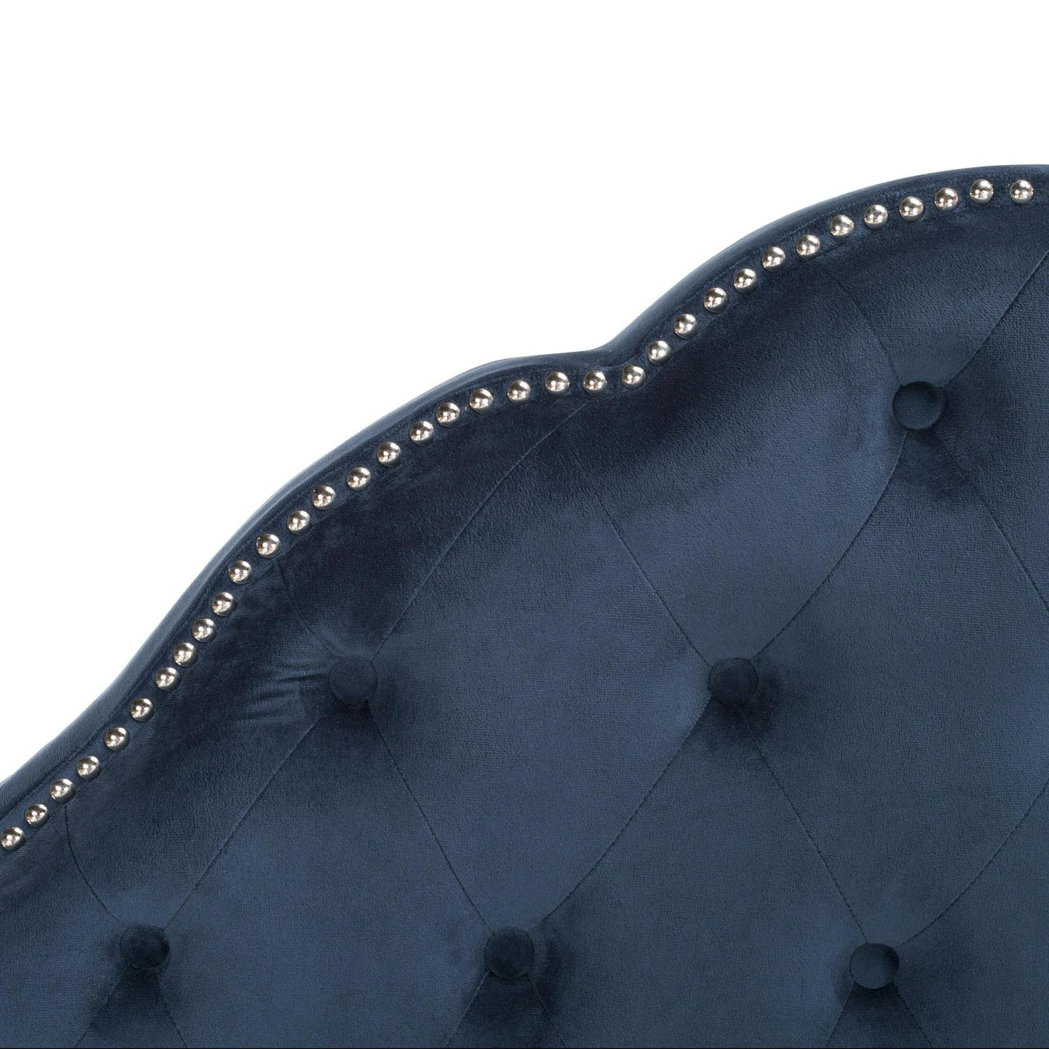 SAFAVIEH Beckham Modern Glam Tufted Headboard with Nail Heads, Queen, Navy - Image 4